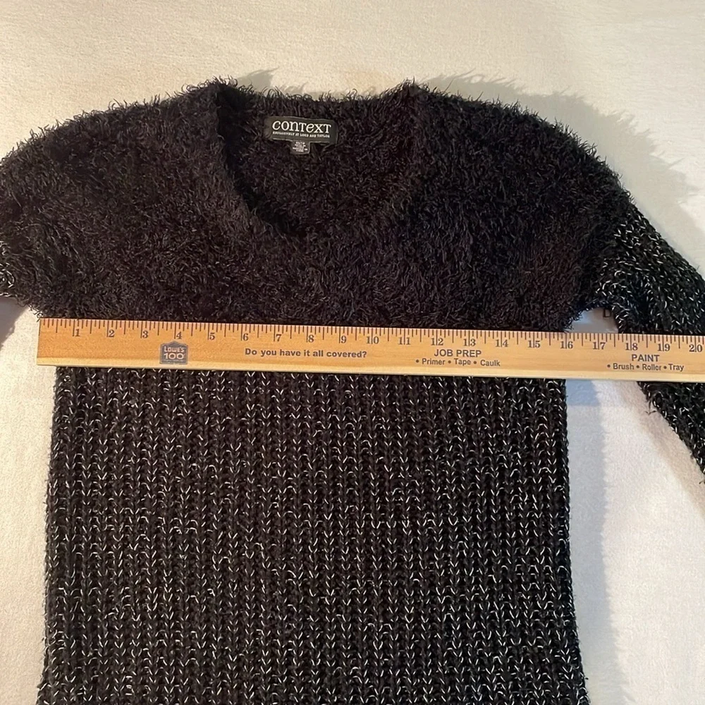 Context Lord & Taylor Fuzzy Sweater Pullover XS, Black & White, GC, - Picture 11 of 16